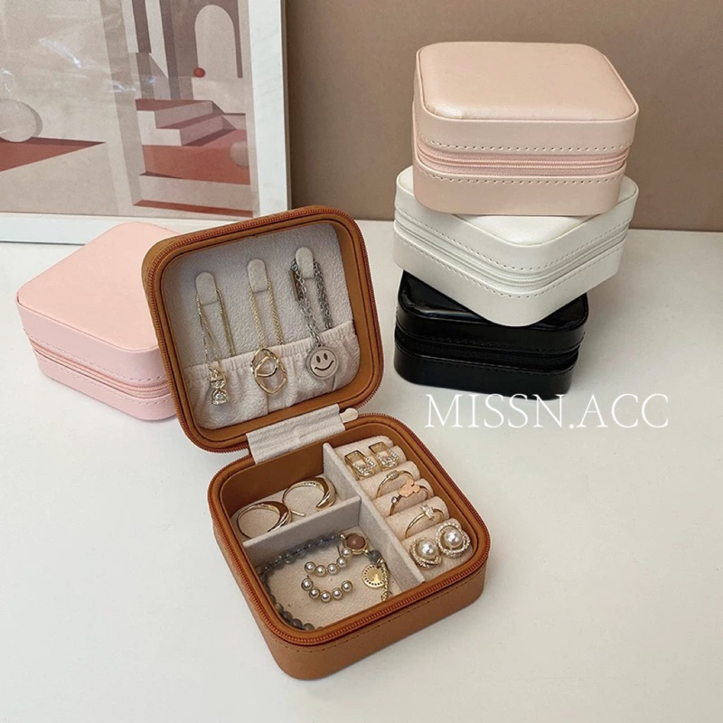 MissN訂製款 無印風皮面質感飾品盒 小巧旅行方便攜帶 | 蝦皮購物