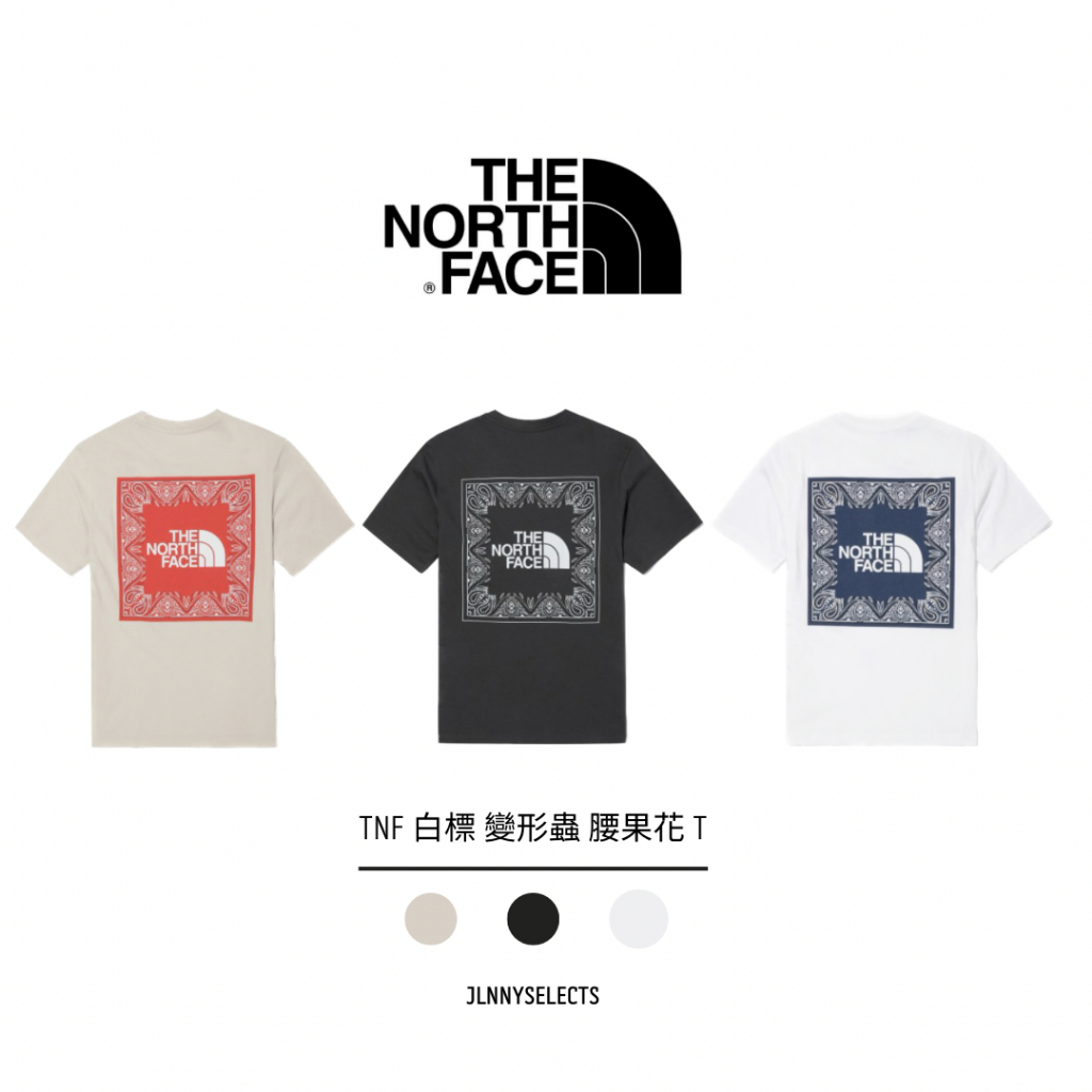 吉米.tw】現貨韓國北臉THE NORTH FACE 白標變形蟲腰果花圖騰短袖短T 黑