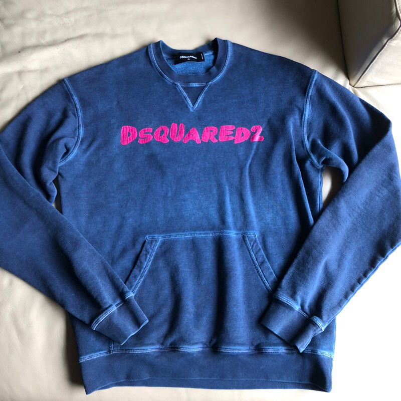 保證正品Dsquared2 D2 藍色長袖T恤大學T size XL | 蝦皮購物