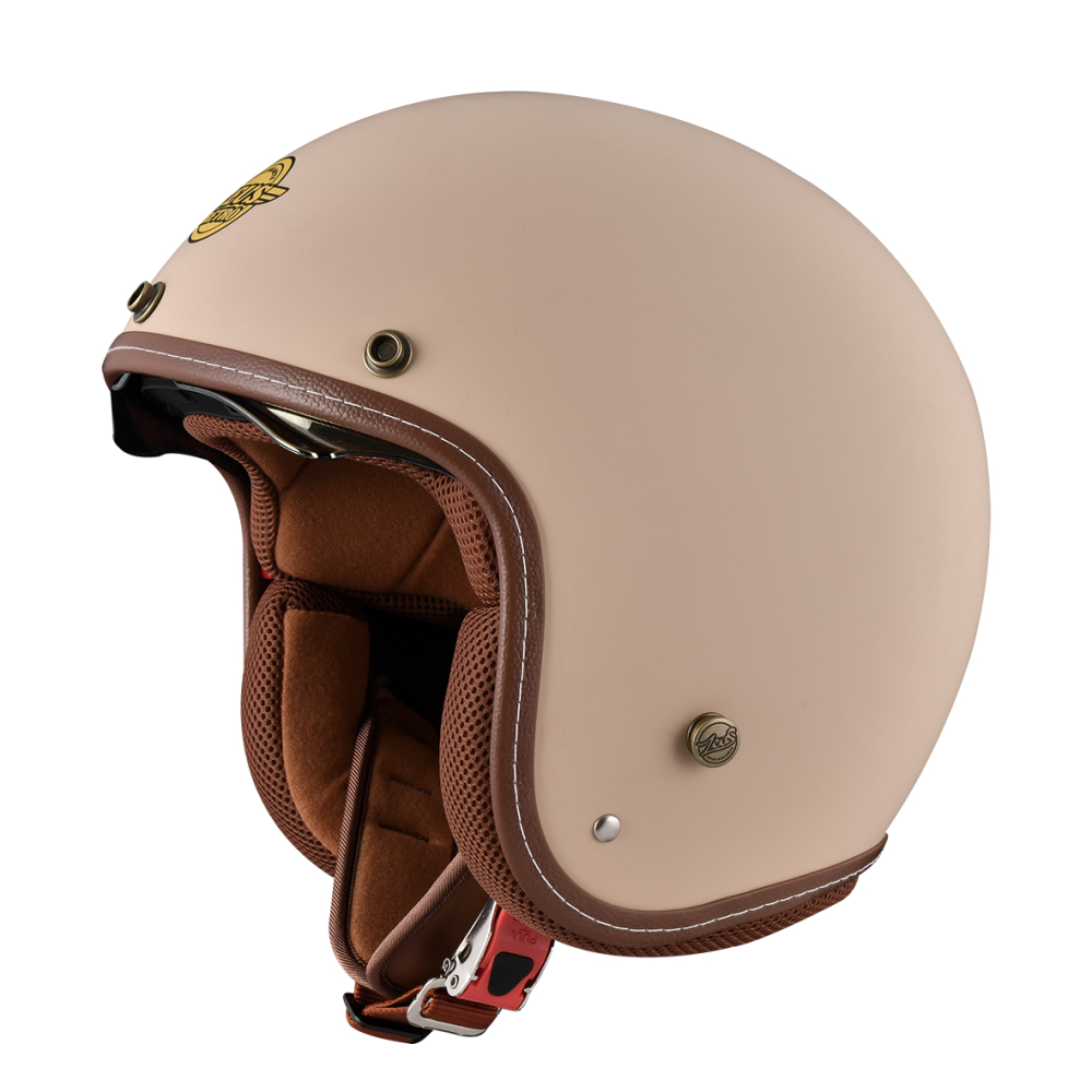 ZEUS瑞獅】ZS 388AH 素色復古帽3/4罩騎士帽內藏電鍍金墨鏡ZS388AH