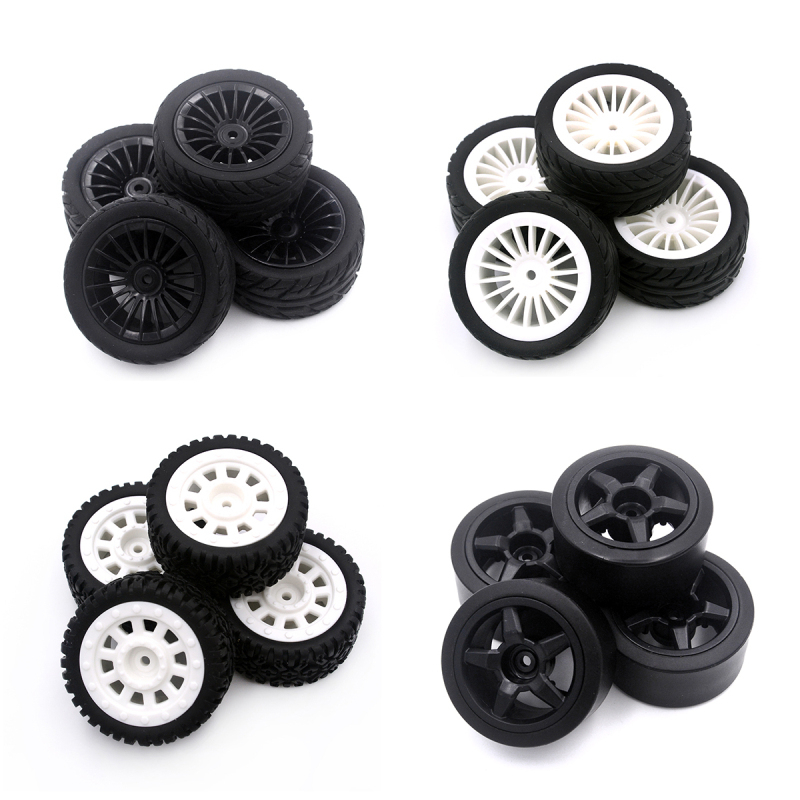 4-Piece Rubber Tire Set For 1/16 RC Cars - Replacement Wheels For SG1603 SG1604 UD1601 Models