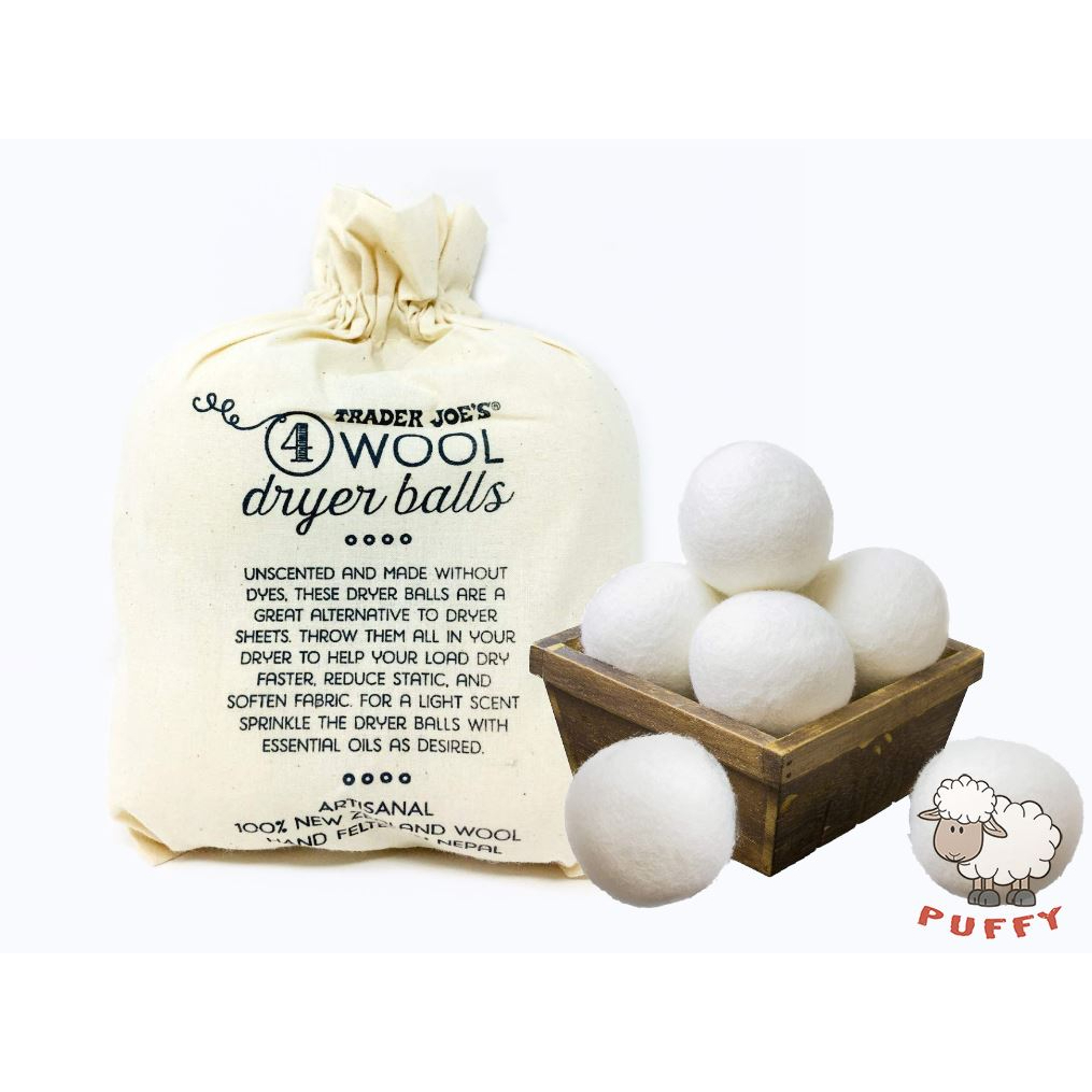 Puffy小舖 Trader Joe’s 100紐西蘭純羊毛烘衣球 4入 Wool Dryer Balls 蝦皮購物