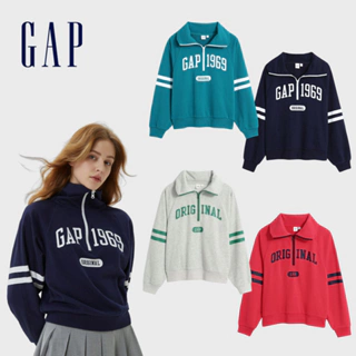 Gap 女裝 Logo立領短版大學T 碳素軟磨法式圈織系列-多色可選(591011)