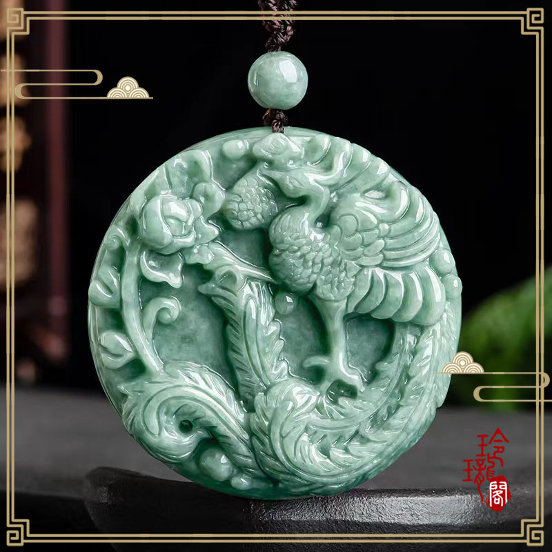 玲瓏閣】天然緬甸a貨翡翠龍鳳玉珮翡翠龍牌吊墜玉石龍項鍊玉珮玉佩玉墜