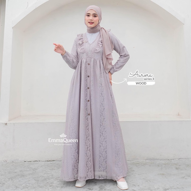 GAMIS RAYA EMMAQUEEN DRESS AURORA RENDA CANTIK TERBARU | 蝦皮購物