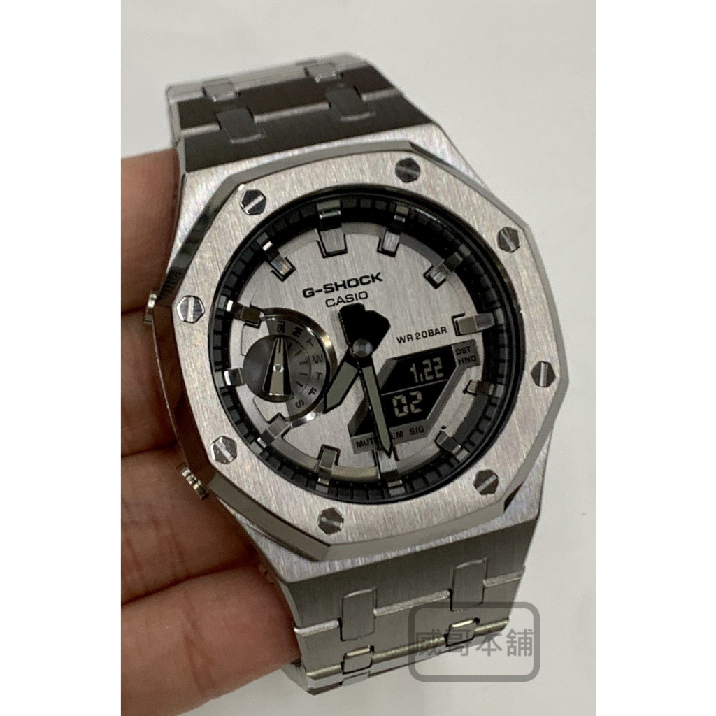 威哥本舖】G-Shock 全新不鏽鋼改裝實品GM-2100改裝農家橡樹GM-2100-1A