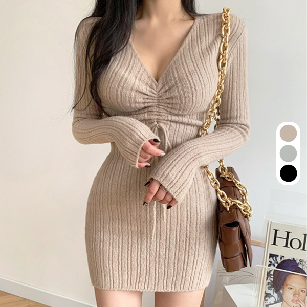 【現貨限量回歸 】Cable-Knit Navy Dress 經典扭紋輕修腰針織連身裙/ DS1078