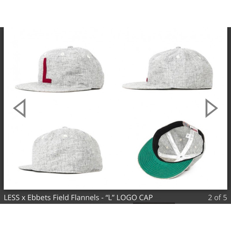 LESS x Ebbets Field Flannels - “L” LOGO CAP平板 棒球帽 灰 | 蝦皮購物
