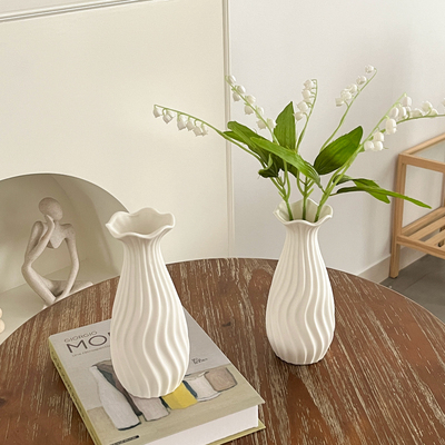 北歐創意水培白色復古陶瓷花瓶高級感ins風擺件客廳插花乾花瓶| 蝦皮購物