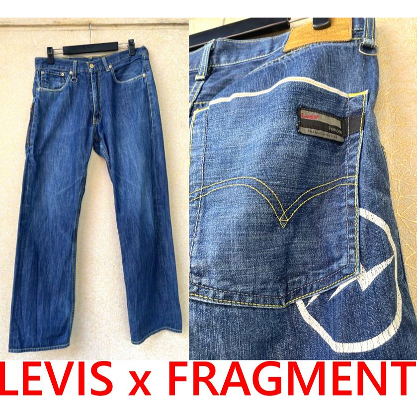 BLACK冠希著！美中古LEVIS x FRAGMENT金標3/4圓閃店LOGO輕磅FENOM丹寧褲505-0207