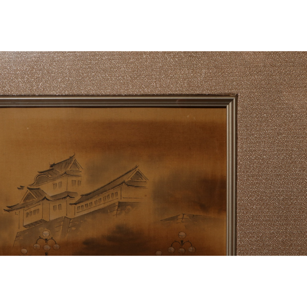 掛軸 「神苑之朝」 絹本條幅 桐箱 美術品・アンティーク・コレクション