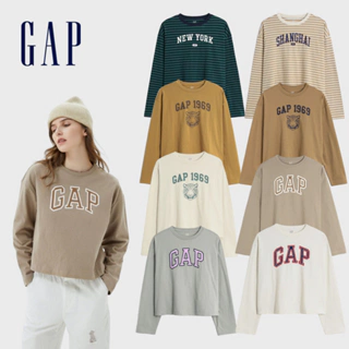 Gap 女裝 Logo長袖T恤 厚磅密織水洗棉系列-多色可選(445769)