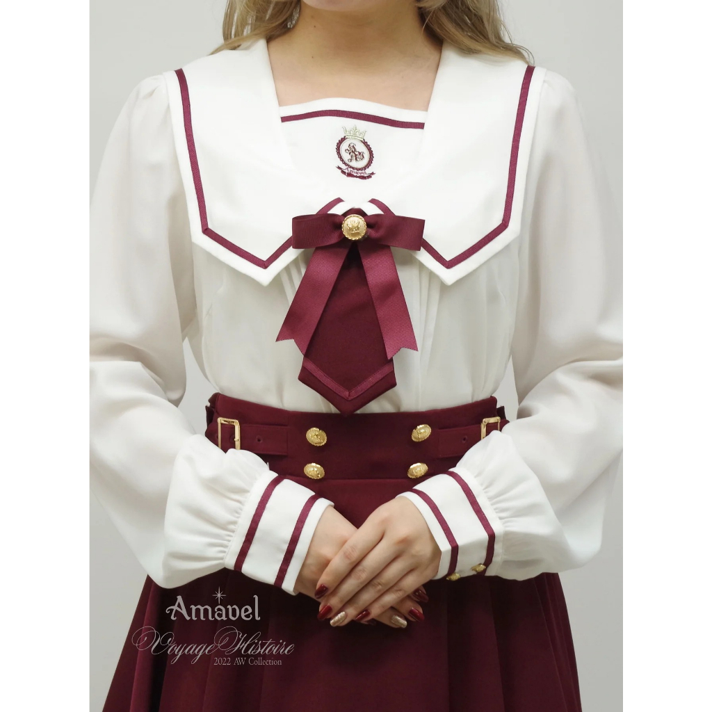 Amavel 日本正品Fantasy School 水手襯衫格紋裙日系日牌JK 深藍色藍色 