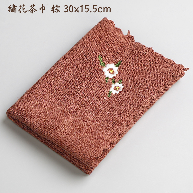 呵呵茶】古畫絨布茶巾茶席茶巾茶具刺繡潔方吸水繡花茶壺墊茶布席巾擦拭
