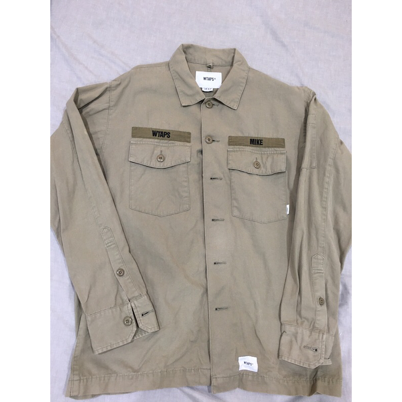 wtaps 19ss buds LS SHIRT cotton serge 卡其沙色size:M 二手| 蝦皮購物