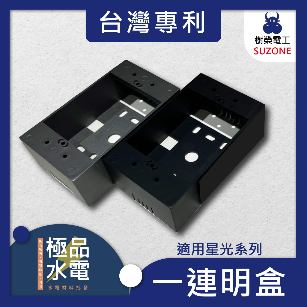 【極品水電】 附發票 樹榮工業 一連明盒 台灣製造 明BOX 開關盒 插座盒 塑膠盒 一體成型 一聯明盒 台灣專利 | 蝦皮購物