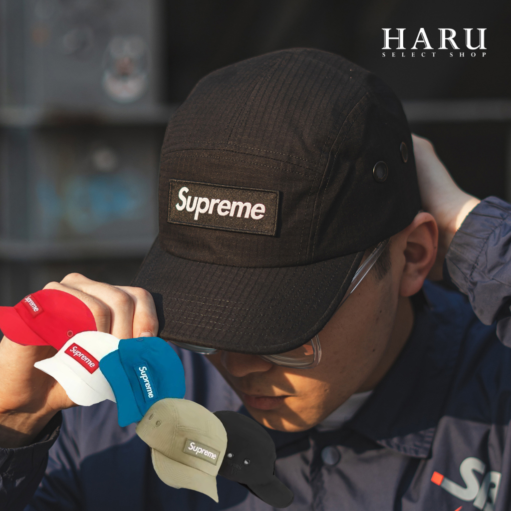 HAru] Supreme Ventile box logo Camp Cap 五分割帽厚貼布黑卡其綠防水