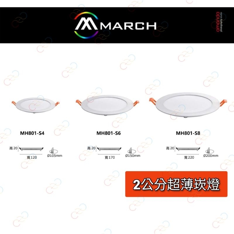 (A Light)附發票MARCH LED 超薄 崁燈 6w 10.5cm/15w 15cm/18w 20cm 保一年 | 蝦皮購物