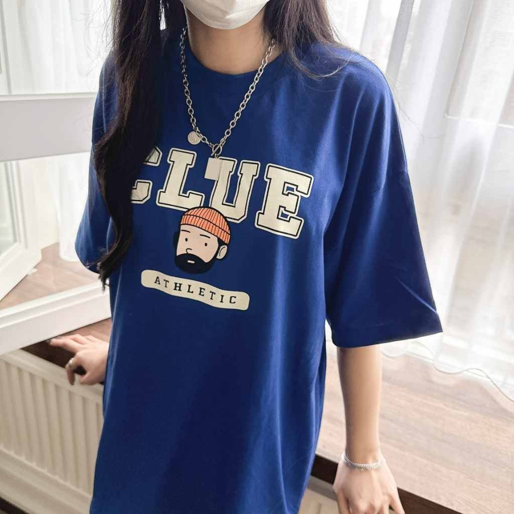 【TheSame】韓國 鬍子男 印花 CLUE 簡約 夏季 短袖 寬鬆 情侶 韓國男裝 | 蝦皮購物