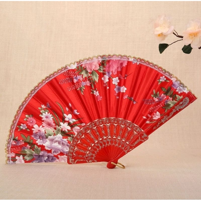~ 漢服配扇 綢布扇 金邊扇 中國 古早 舞蹈扇子 中國風扇子 手工摺扇 ~ | 蝦皮購物