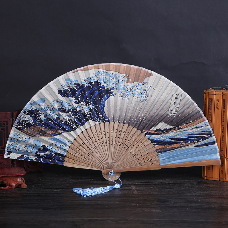 【粉紅菲菲】啞光漆邊真絲娟面日式和風江户日本竹柄摺扇富士山系列和服扇子（7425-175）35-0175 | 蝦皮購物