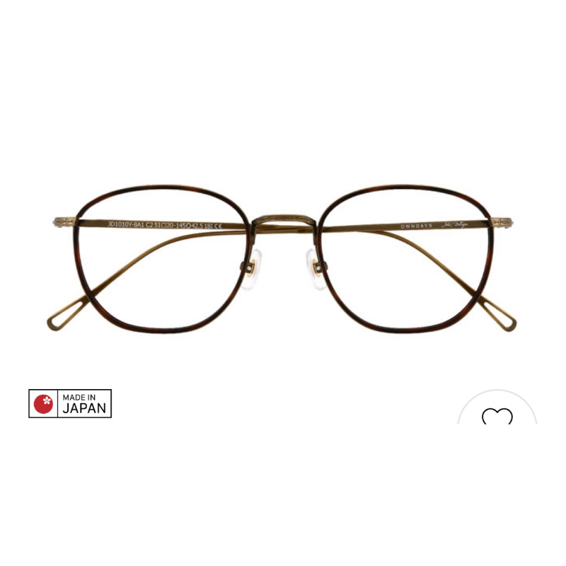 OWNDAYS眼鏡-眼鏡John Dillinger JD1010Y-8A C2 鈦金屬型號日本製造