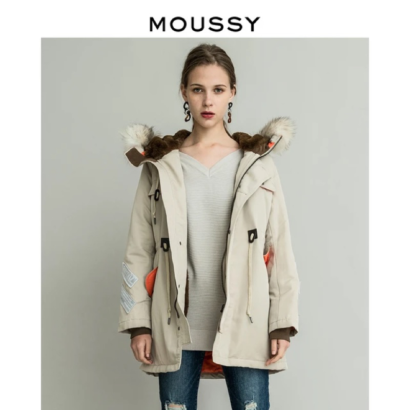 現貨】日系MOUSSY NOBORDER款徽章N3B連帽外套重工保暖外套冬季大衣風衣