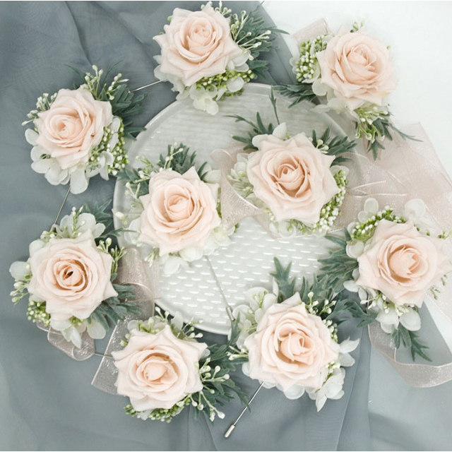 ~Serena House~結婚胸花 仿真胸花 仿真裸粉玫瑰胸花 新郎胸花 主婚人胸花 婚禮小物 客製 宴客 結婚 典禮 | 蝦皮購物