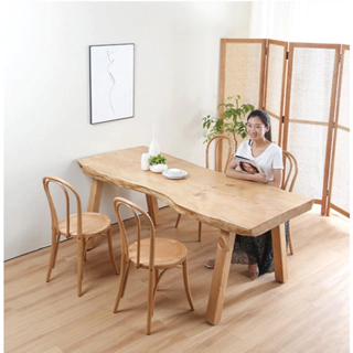 金悅瑪*餐桌 實木桌子 做舊原木 小戶型 家用 日式 飯桌 現代簡約 吃飯長桌椅組合