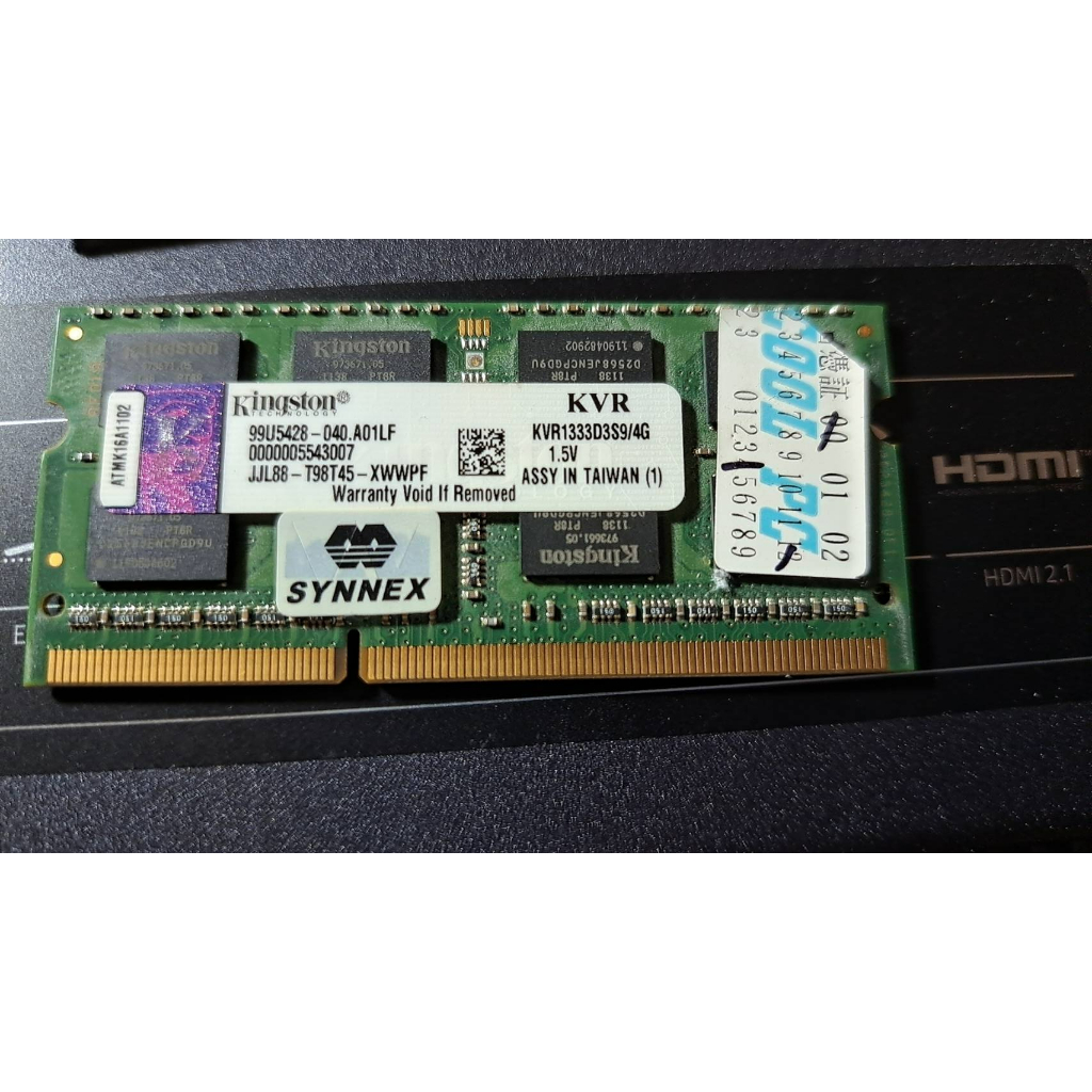 金士頓 Kingston KVR1333D3S9/4G DDR3 1333 4GB 筆電記憶體 終保/雙面 送一條2G | 蝦皮購物