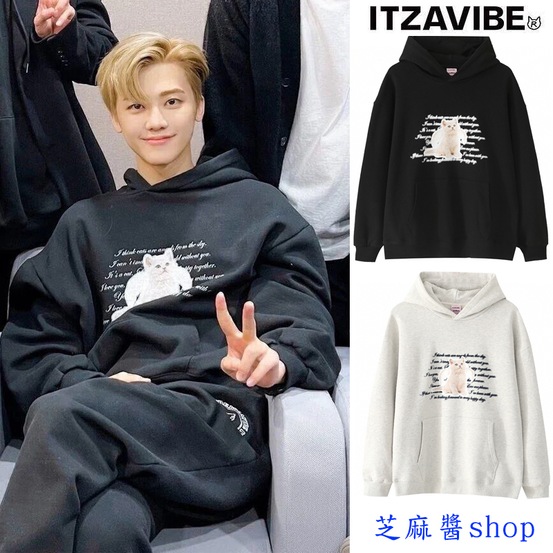 芝麻醬shop】💜韓國代購💜ITZAVIBE 帽T 天使貓咪印花連帽衛衣NCT