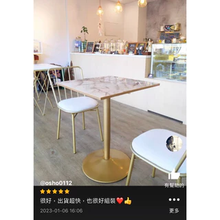 418台灣製-（原價4680元）耐熱桌面鋼琴烤漆-金色大理石60公分正方形桌|餐桌 咖啡桌 開店 營業桌 咖啡店 娛樂桌