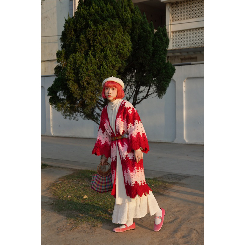 古著 Remake Crochet Robe 改製彩色鉤織大衣外套 | 蝦皮購物