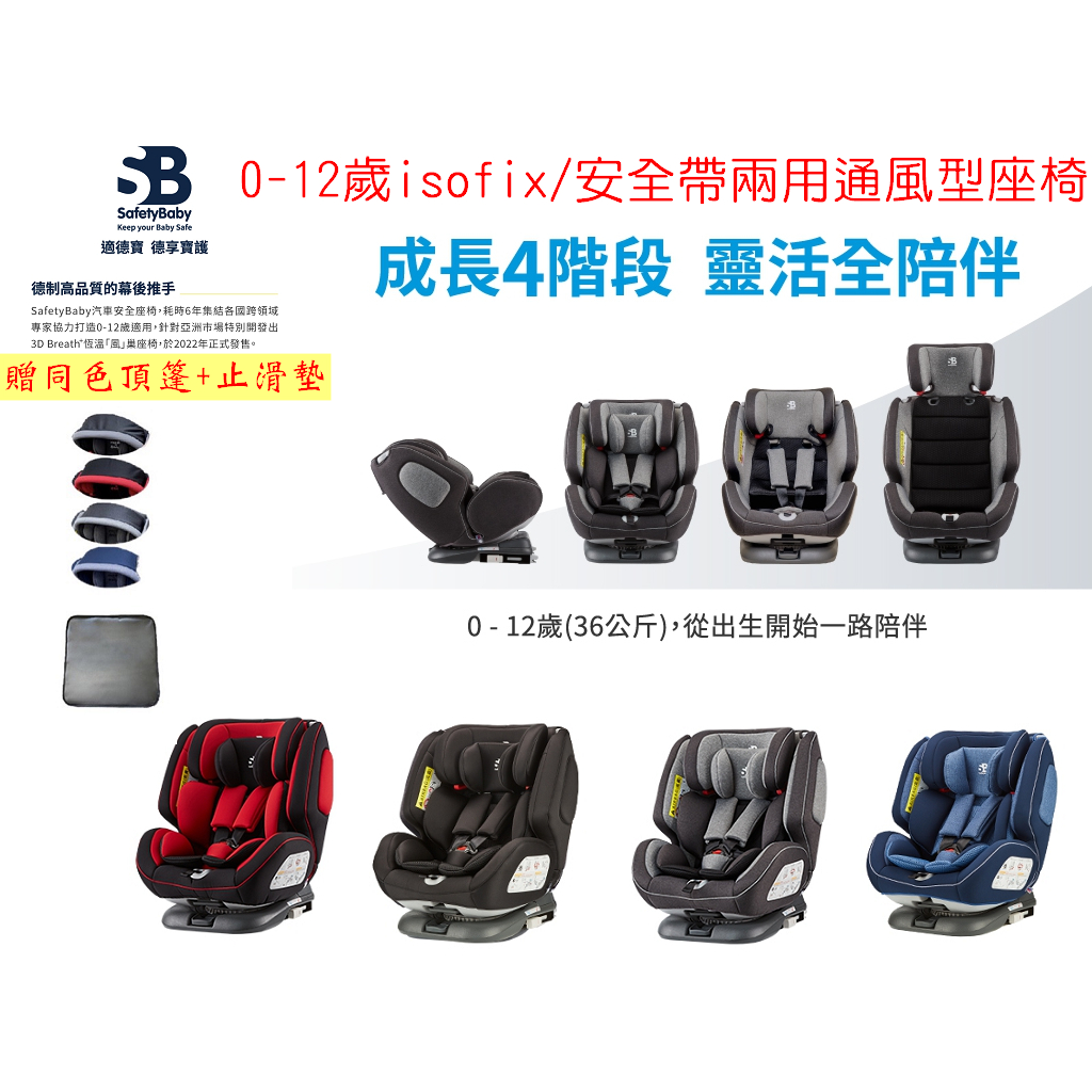 贈頂篷+保護墊】SafetyBaby 適德寶0-12歲旋轉汽座isofix/安全帶兩用款汽車座椅/安全座椅【佑寶| 蝦皮購物