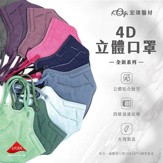 宏瑋 4D運動版口罩L 時尚版M   醫療防護 立體C型醫療口罩(10入/盒)