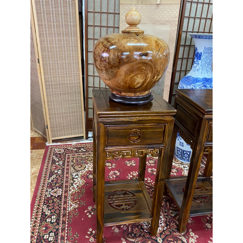 香川家居】高雄展示廳《單抽四方花台》高花檯架雞翅木金雞座鹽燈財位