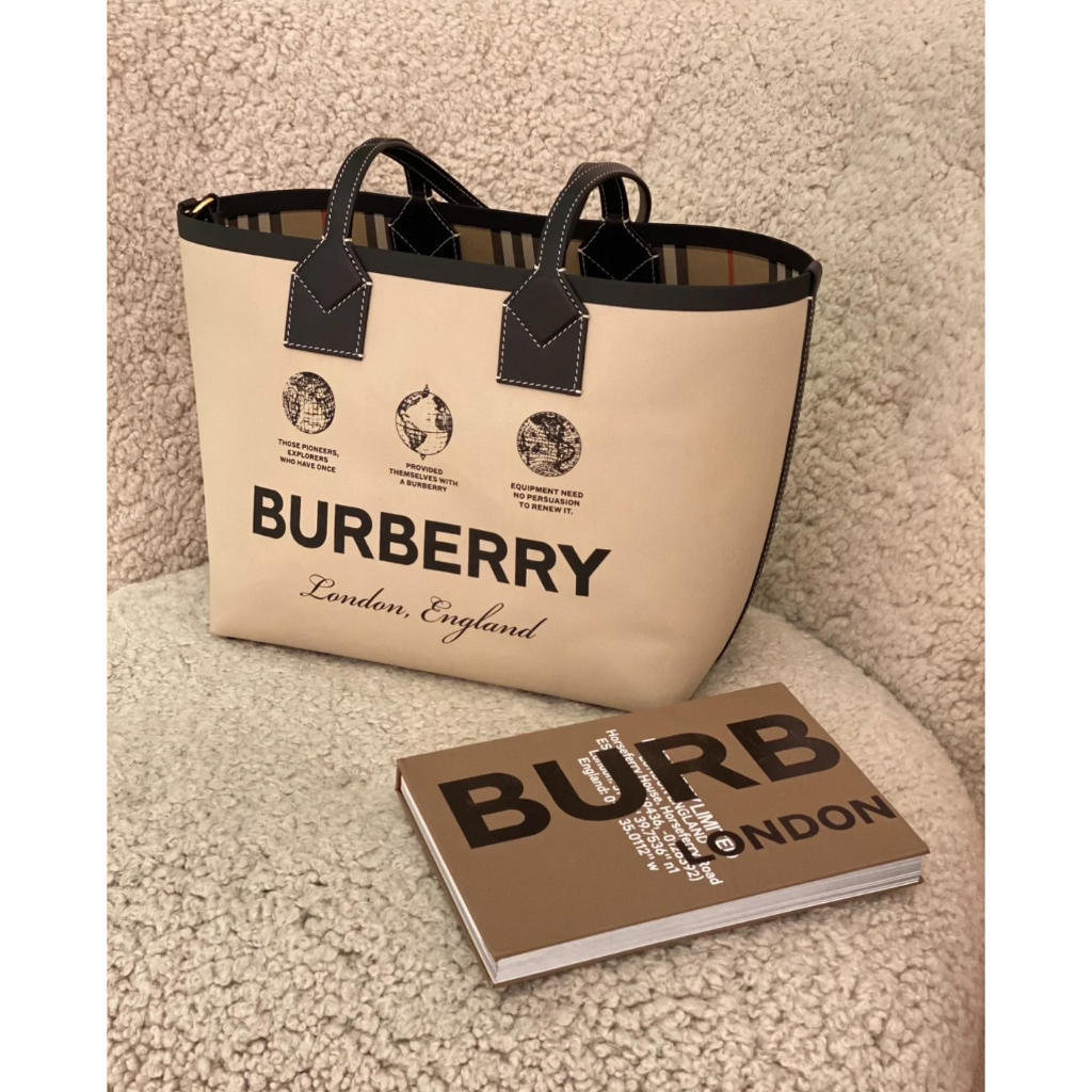 Burberry 80631201 雙面可用小款London 托特包附可拆卸小包| 蝦皮購物