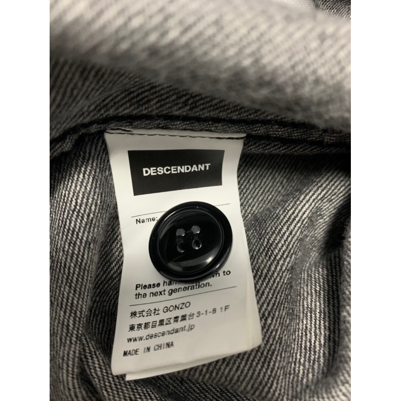 DESCENDANT 20SS CRICKET DENIM JACKET 丹寧長版魚尾大衣外套黑M  