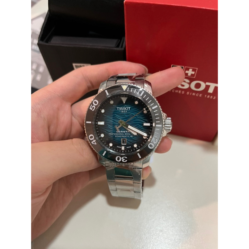 Tissot seastar 2000 海洋之星湖水綠鋼錶帶✓ 現貨一隻當天出貨