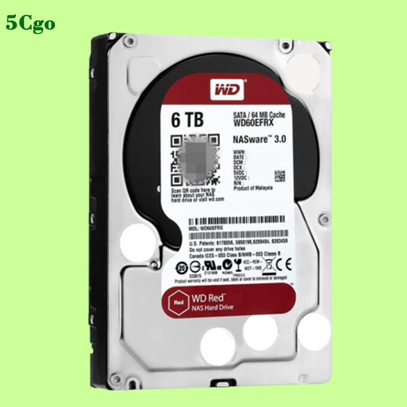 5Cgo【含稅】WD/西部數據 WD60EFRX 6TB 5.4k 64mb3.5寸桌上型電腦垂直CMR 紅標NAS專用 | 蝦皮購物