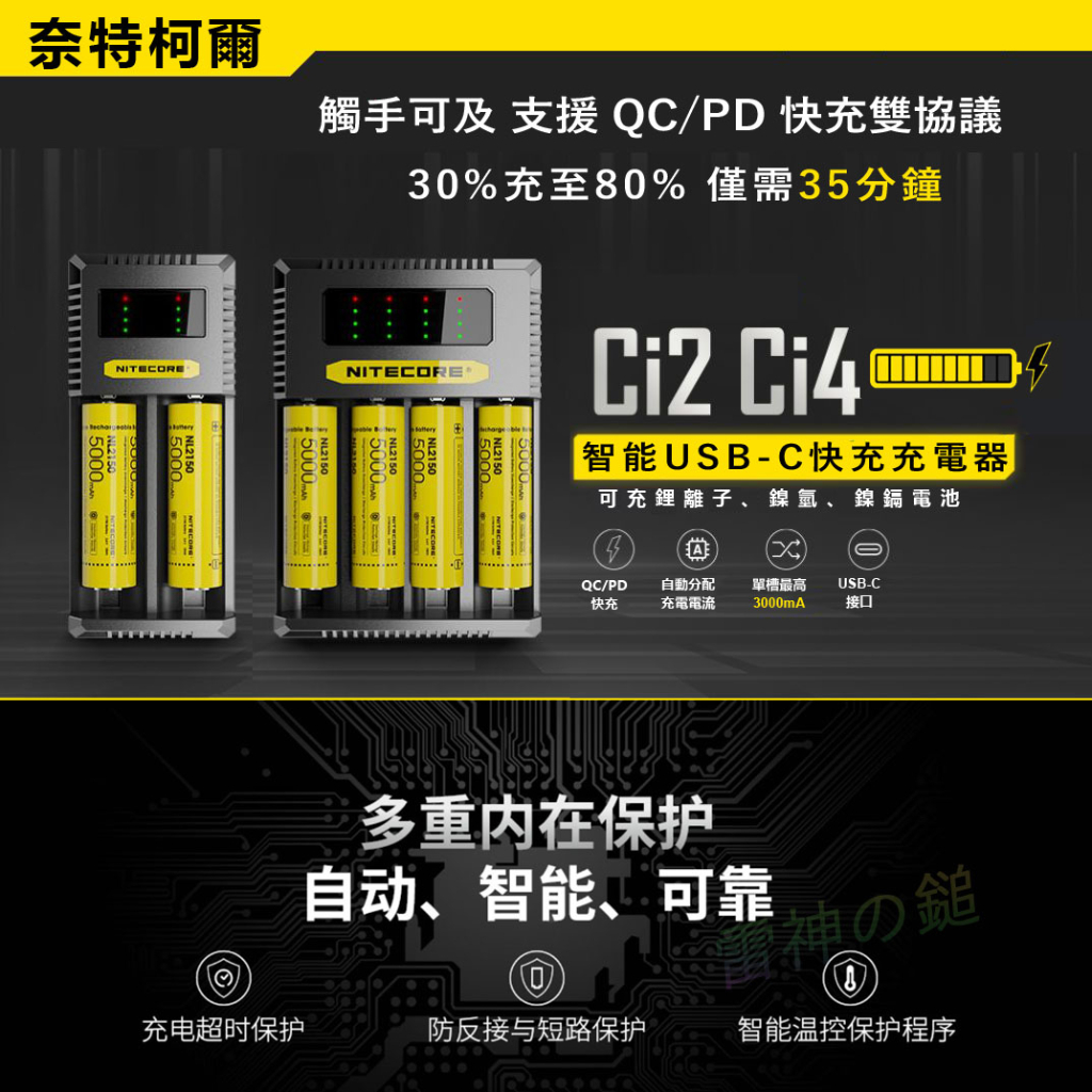 NITECORE Ci4 Ci2 智能充電器 Type-C USB-C QC快充 PD快充 | 蝦皮購物