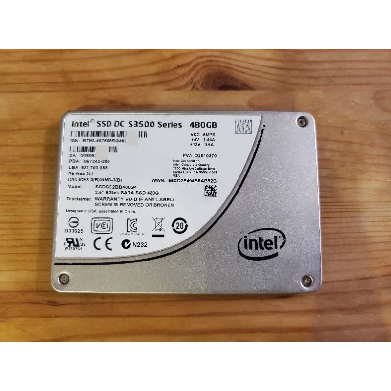 Intel Ssd Dc S3500 Series 480gb Sata 企業級 固態硬碟 Mlc顆粒 蝦皮購物