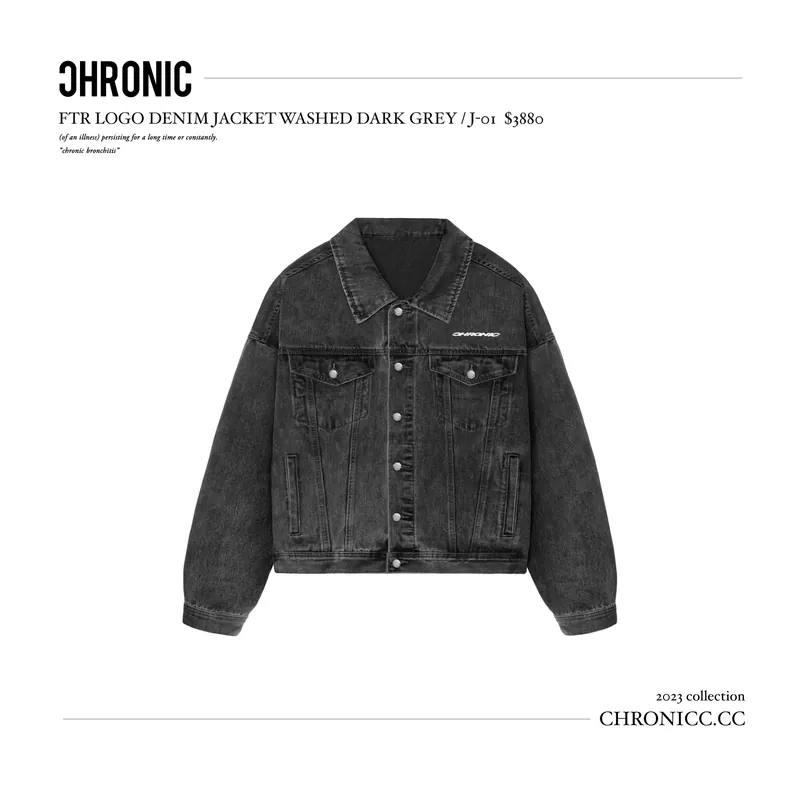 FTR LOGO DENIM JACKET WASHED DARK GREY / J-01 (L) | 蝦皮購物