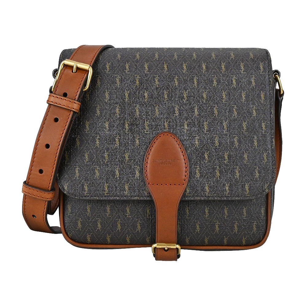 YSL SAINT LAURENT Le Monogramme 經典LOGO 印花帆布斜背包(咖)｜JS 官方旗艦館 | 蝦皮購物