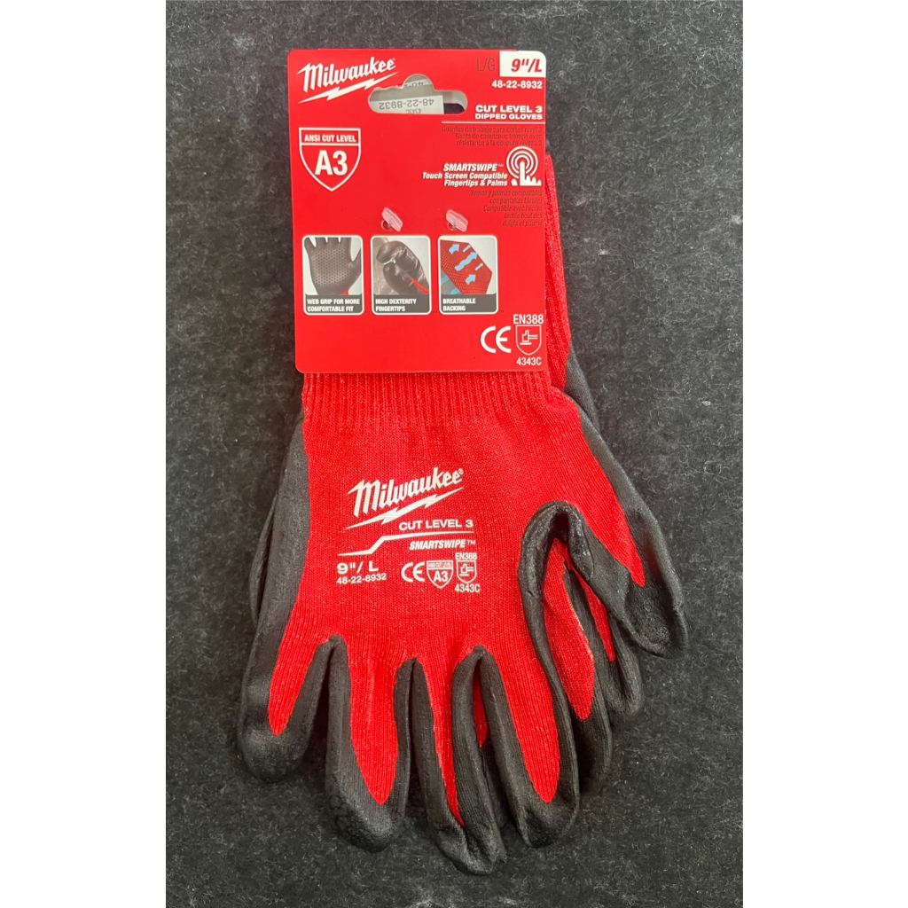 Milwaukee 48-22-8932 Cut 3 Dipped Gloves - L