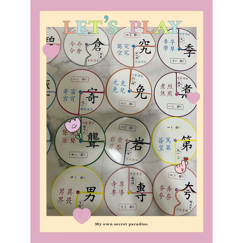 📚 國語部首轉盤｜生字教學轉盤｜國小識字教具｜部首分析｜語文桌遊｜低年級教具 （20個上下結構部首組字共80字）💿 | 蝦皮購物
