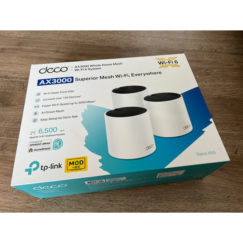 TP-Link Deco X55 AX3000 - Unit&agrave; Singola Mesh Wi-Fi 6, AI-Driven, Copertura Totale, Bianco