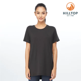 【Hilltop 山頂鳥】女款抗菌吸濕快乾V休閒長版T恤 PS04XFK2-黑