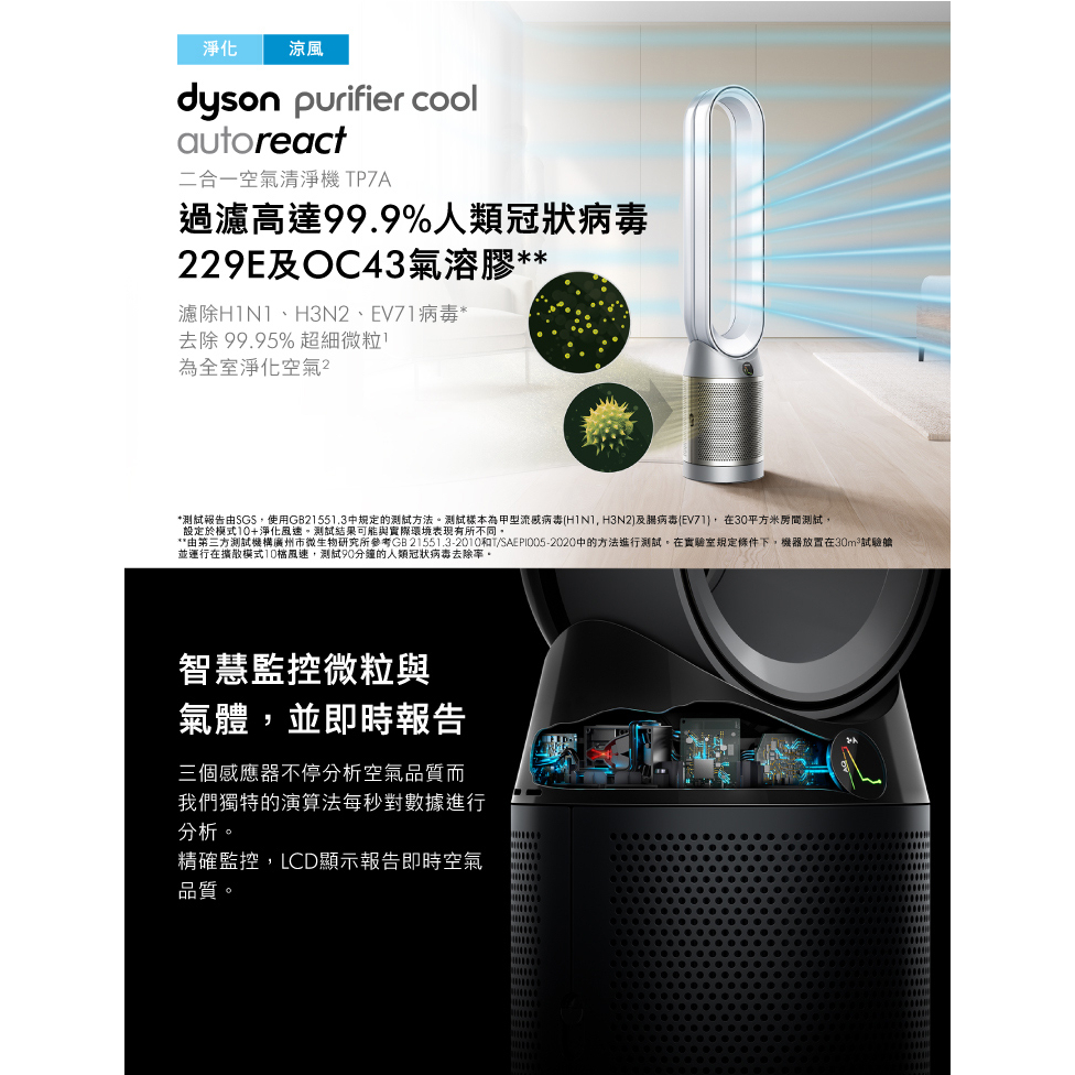 加購Dyson Purifier Cool Autoreact涼風空氣清淨機TP7A最新款公司貨享2