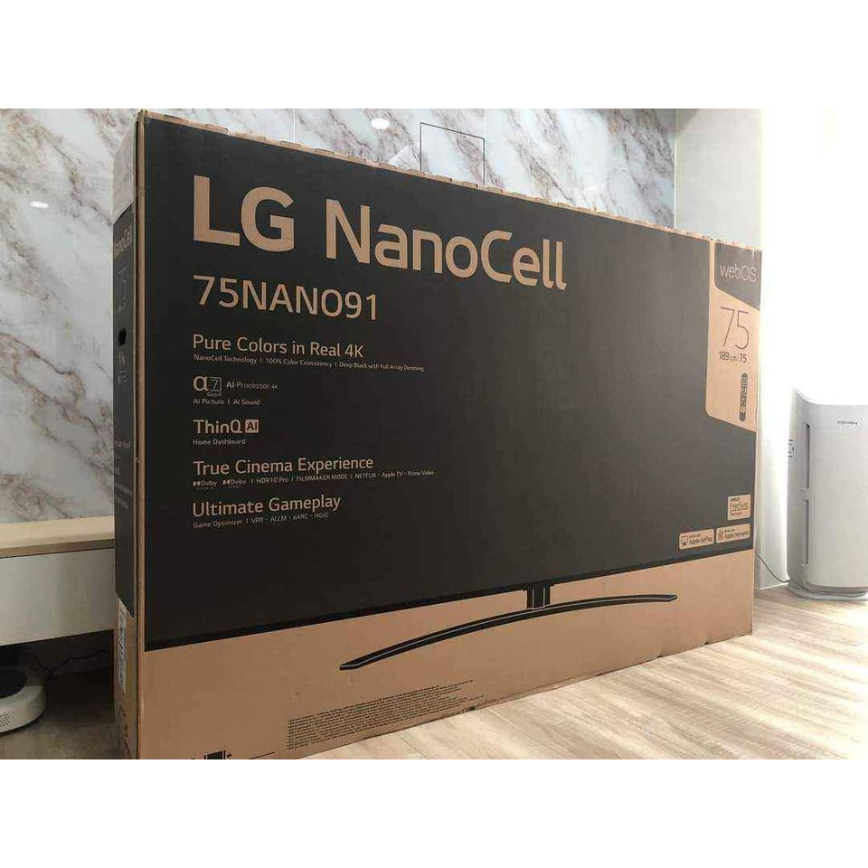 稀有美品大銀幕 LG 75吋 一奈米 4K AI語音物聯網電視 75NANO91SPA~